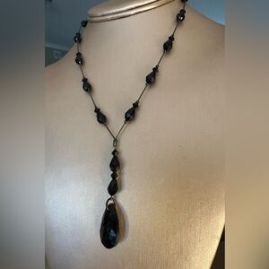 Black crystal drop necklace